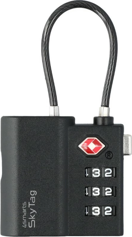 Smart padlock 4smarts SkyTag TSA, Code, 46 mm, iOS, iPadOS, Black