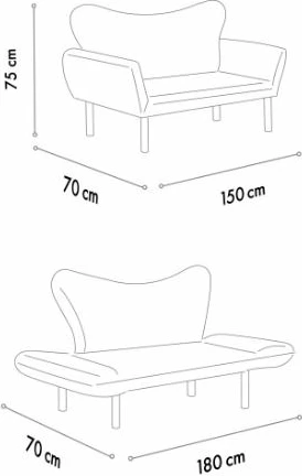 Divan 2-vendësh që shndërrohet në shtrat, Atelier del Sofa, Chatto, ngjyrë kafe e çelët