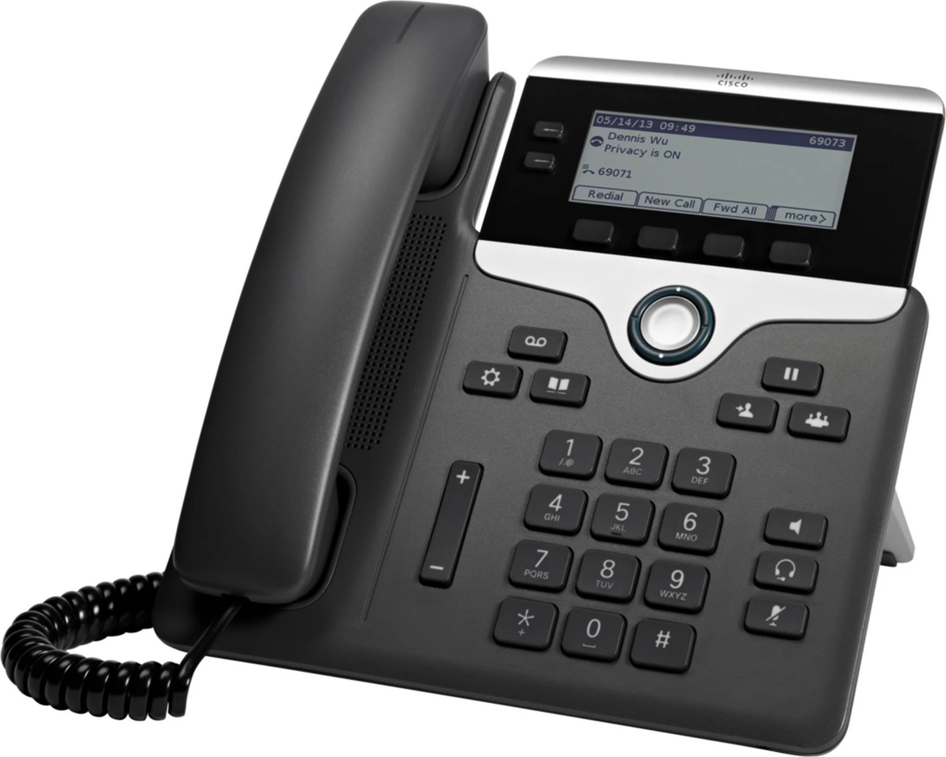 Telefon IP Cisco 7821, 2 linja, ekran 3.5 inç, PoE, zi/argjendtë