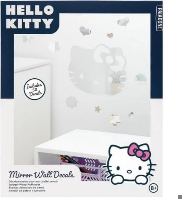 Stikerë muri me pasqyrë Paladone Hello Kitty, 50 copë, argjend