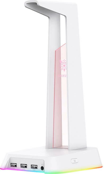 Mbajtës kufjesh ONIKUMA ST-2, RGB, 3x USB2.0, 3.5mm audio, Bardhë