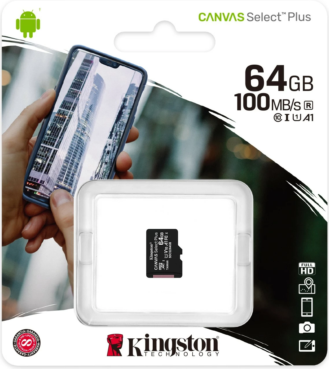 Kartelë microSDXC Kingston Canvas Select Plus 64GB, Class 10, UHS-I, e zezë