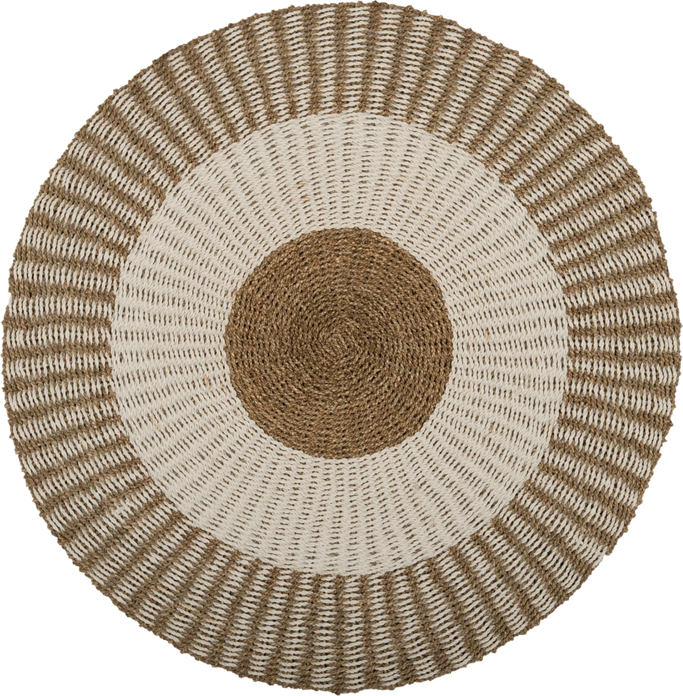 Tapet i rrumbullakët KIRKI, fibra natyrale seagrass, ngjyrë bardhë-natyrale, Φ150 cm