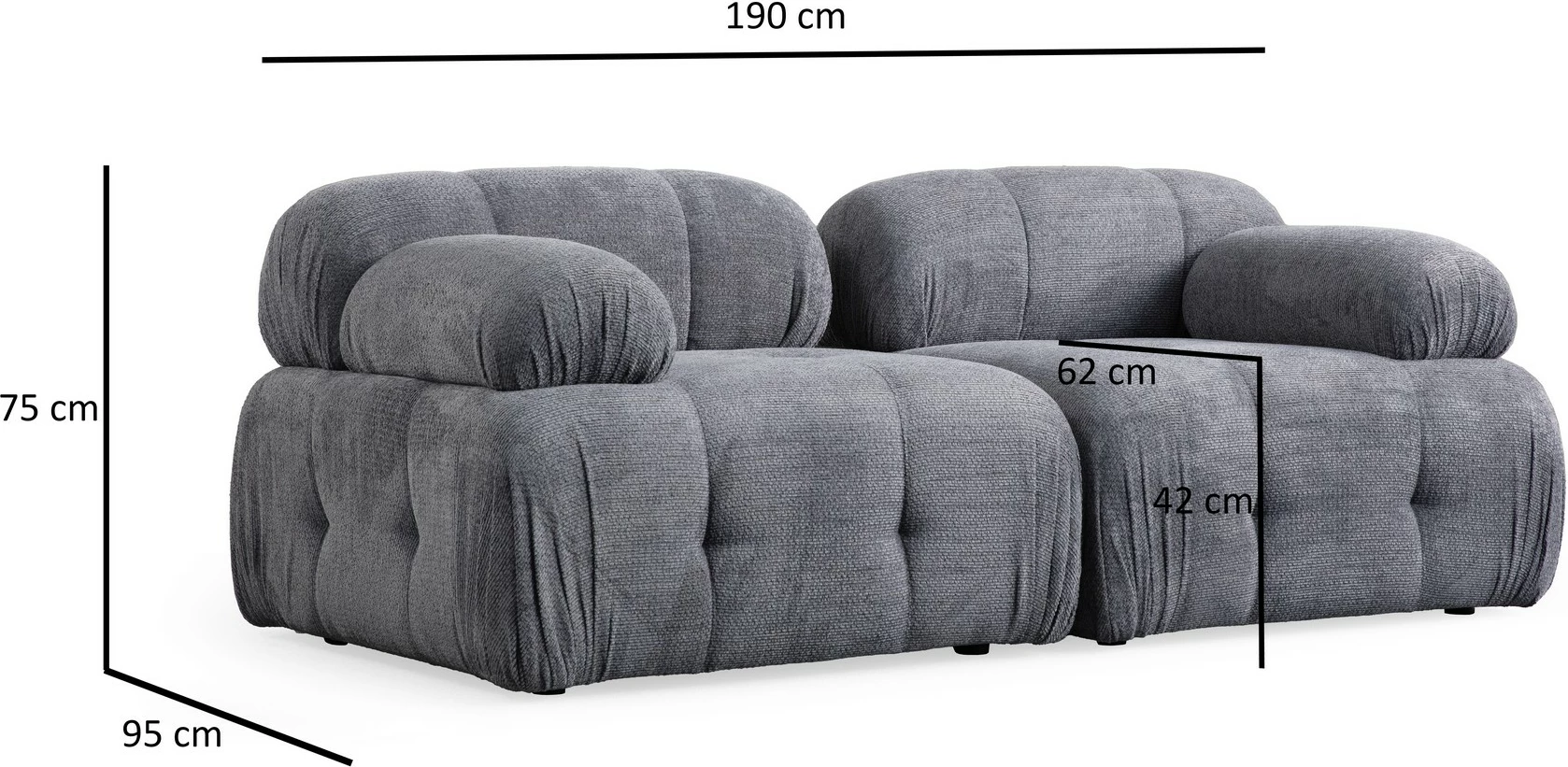 Divan dy vendësh Atelier del Sofa, Petite 2, ngjyrë gri