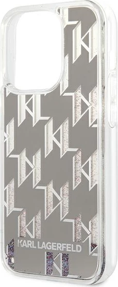 Mbështjellës Karl Lagerfeld KLHCP14XLMNMS për iPhone 14 Pro Max 6.7", hardcase, Liquid Glitter Monogram, argjendtë