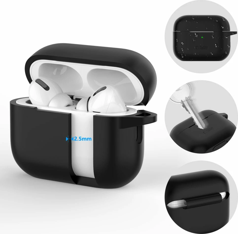 Mbështjellës Tech-Protect për AirPods Pro/Pro 2, silikon, kaltër, me karabiner