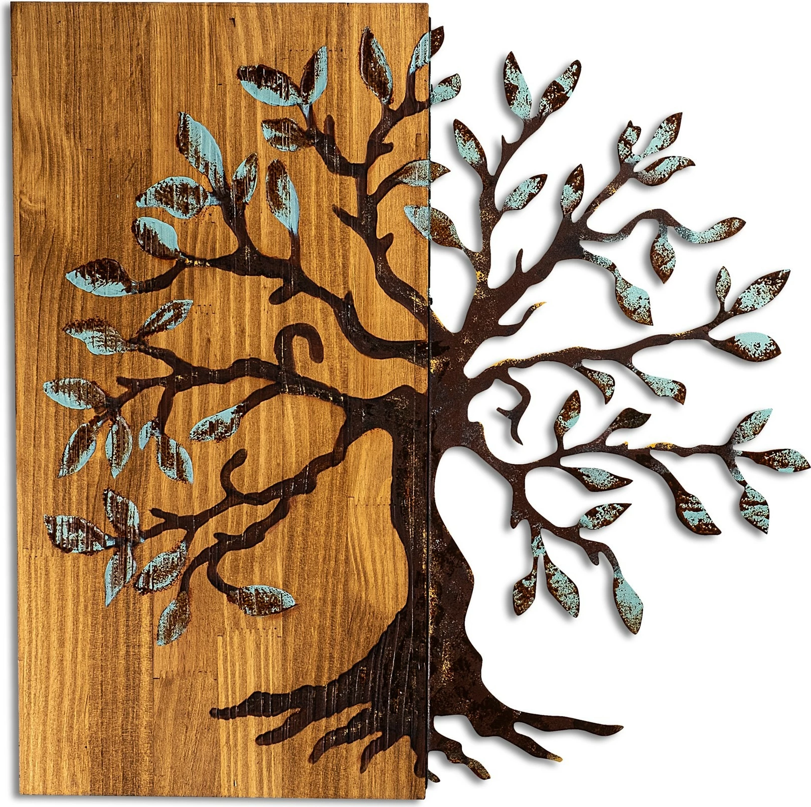 Aksesor dekorativ muri prej druri, Wallity Agac 5, ngjyrë arre, 58x58cm