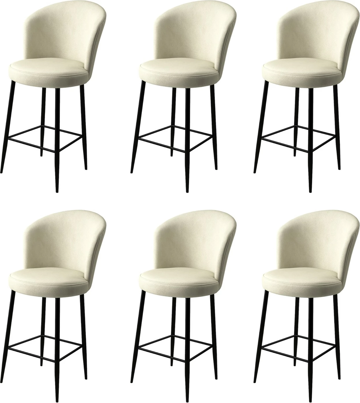 Set karrigesh për bar (6 copë), Hanah Home, Fora, krem, e zezë