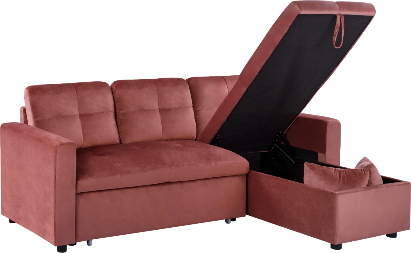 Divan qoshe me shtrat, ngjyrë rozë e zbehtë, FH3028.12, 224x147x85 cm