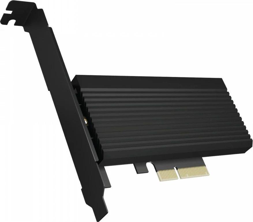 Adapter PCIe për SSD NVMe IcyBox IB-PCI208-HS me heatsink, i zi