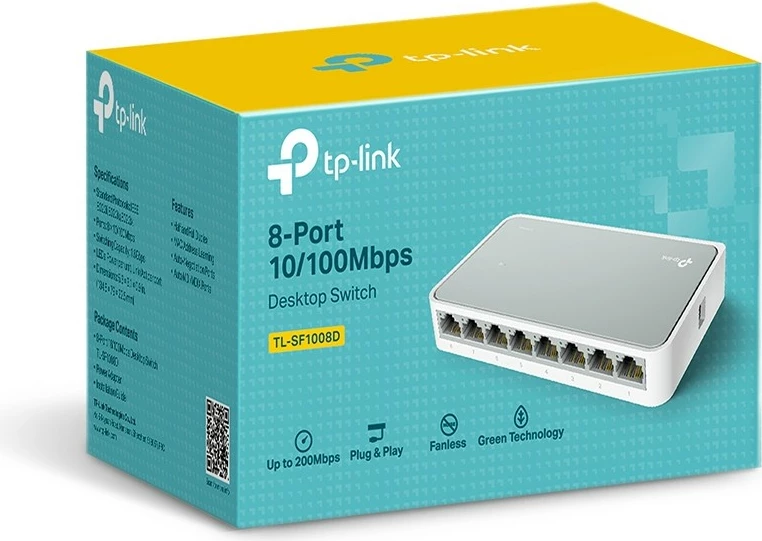 Switch TP-Link TL-SF1008D, 8 porte, Fast Ethernet, Bardhë