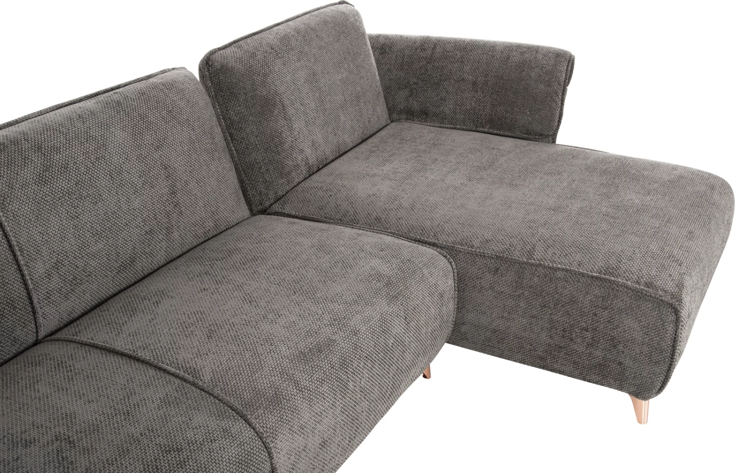 Divan qoshe i kthyeshëm MAILO, FH6071.02, pëlhurë gri e errët, këmbë metalike, 300x150x80H cm