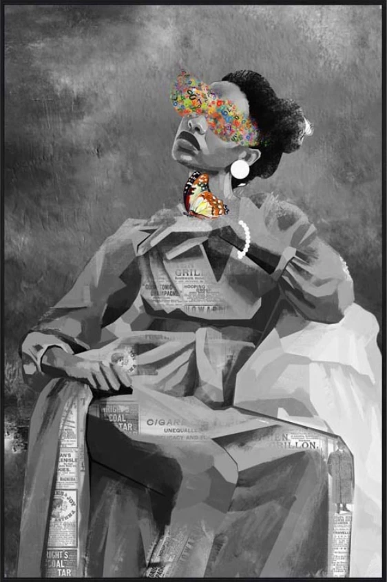 Pikturë dekorative STYLE FEMME, kanavacë, shumëngjyrëshe, kornizë e zezë, 62x92x5cm