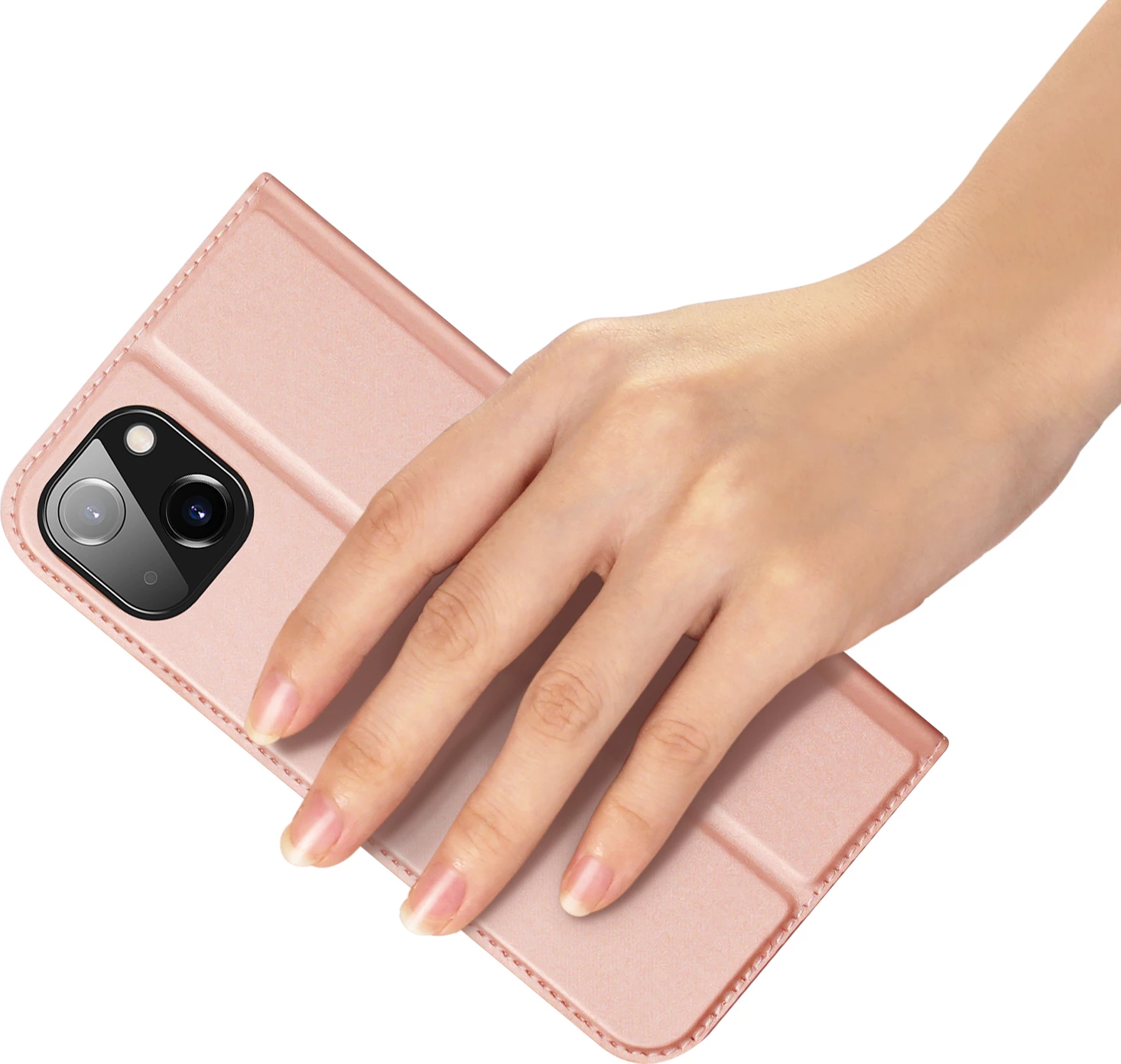 Mbështjellës Dux Ducis Skin Pro për iPhone 15 Plus, me xhep kartelash, rozë