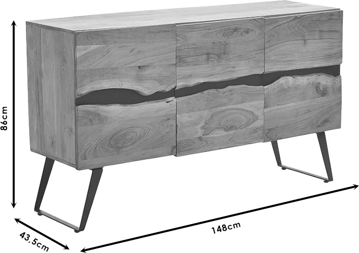 Komodinë Imena dru i fortë 4cm natyral-e zezë 148x43.5x86cm