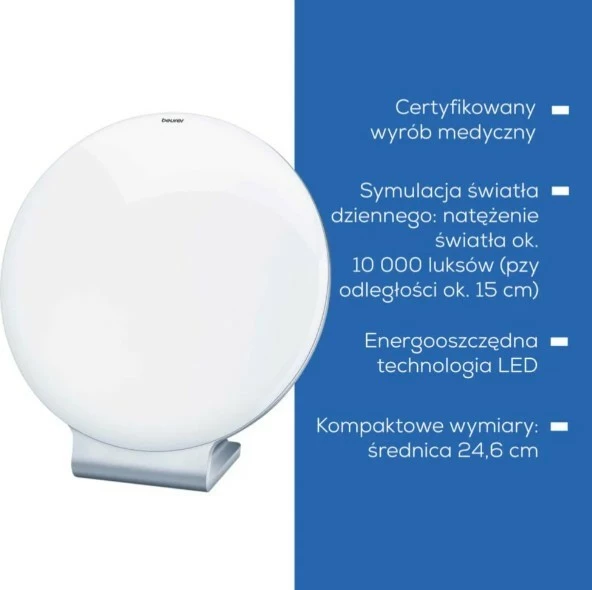 Llambë dite Beurer TL 50, 10000 lux, argjendtë/bardhë