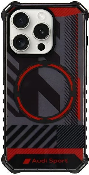 Mbështjellës Audi IML Sport MagSafe për iPhone 15 Pro Max 6.7", zi/zi