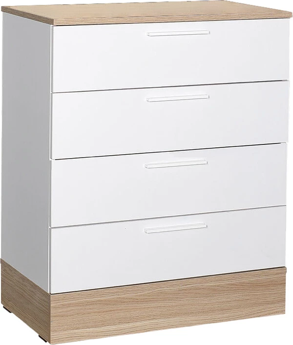 Komodë me sirtarë Pelita, ngjyrë bardhë-lisi, 72x40x88cm