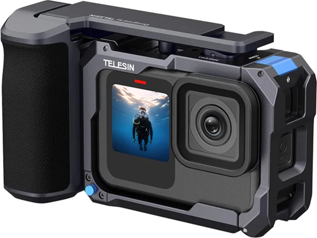 Kit kafaz me dorezë Telesin S6-FMS-26-TGP për GoPro Hero 9-13, alumin CNC, Seesaw Shutter, montim magnetik