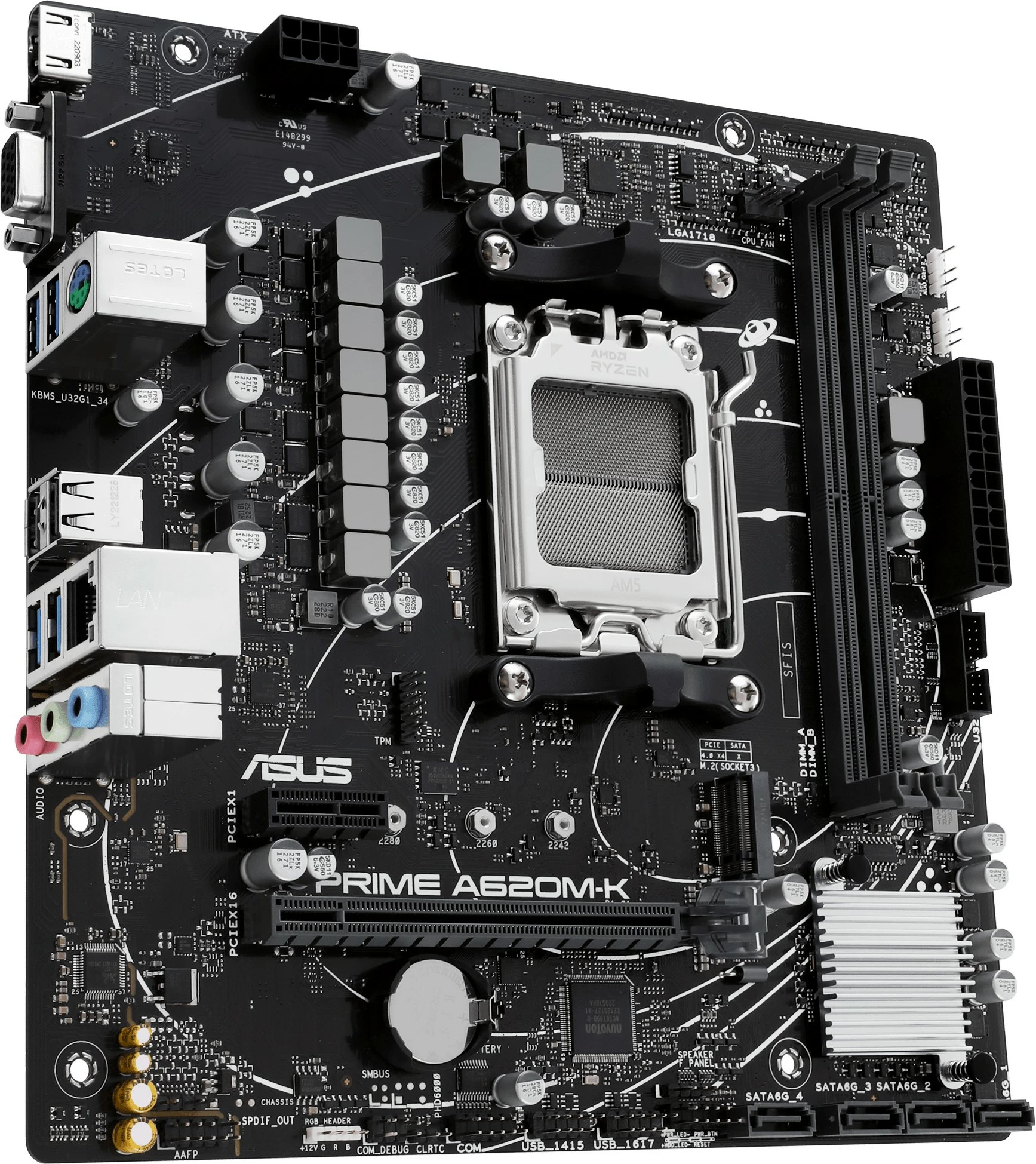 Pllakë amë ASUS PRIME A620M-K, AMD, Socket AM5, DDR5, 96 GB