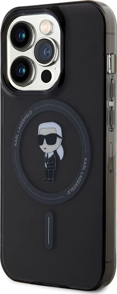 Mbështjellës Karl Lagerfeld IML Ikonik MagSafe për iPhone 14 Pro Max, i zi