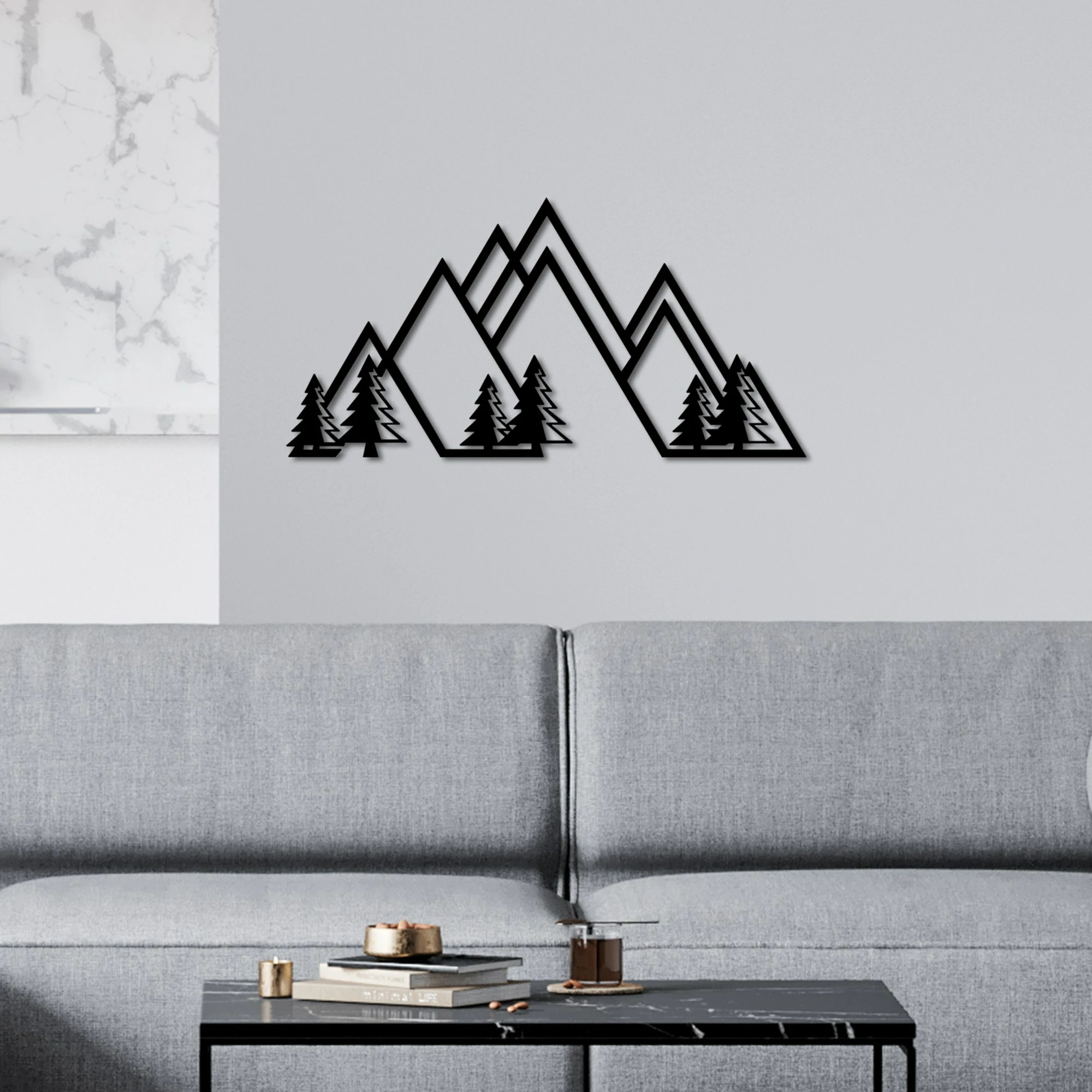 Aksesor dekorativ metalik për mur, Wallity, mal, v1