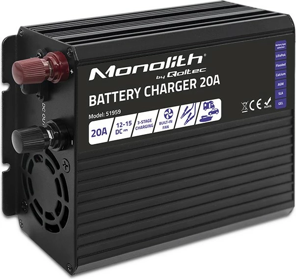 Karikues baterie Qoltec Monolith 20A 12V, i zi