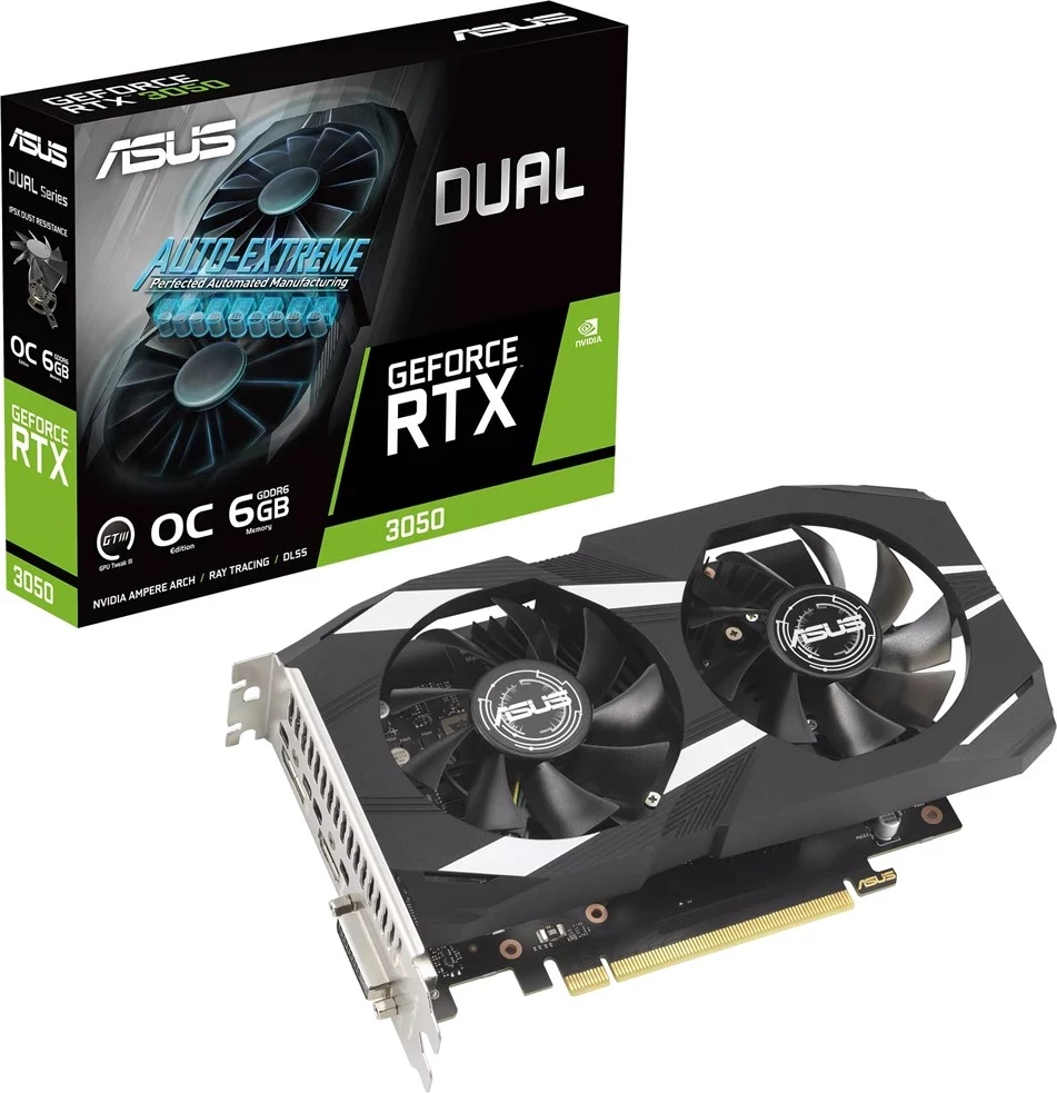 Kartë Grafike ASUS Dual -RTX3050-O6G, NVIDIA GeForce RTX 3050, 6 GB GDDR6