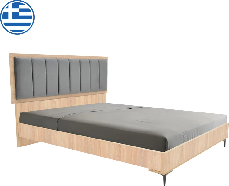 Krevat dopio Monacol, ngjyrë natyrale me gri të errët, 160x200cm