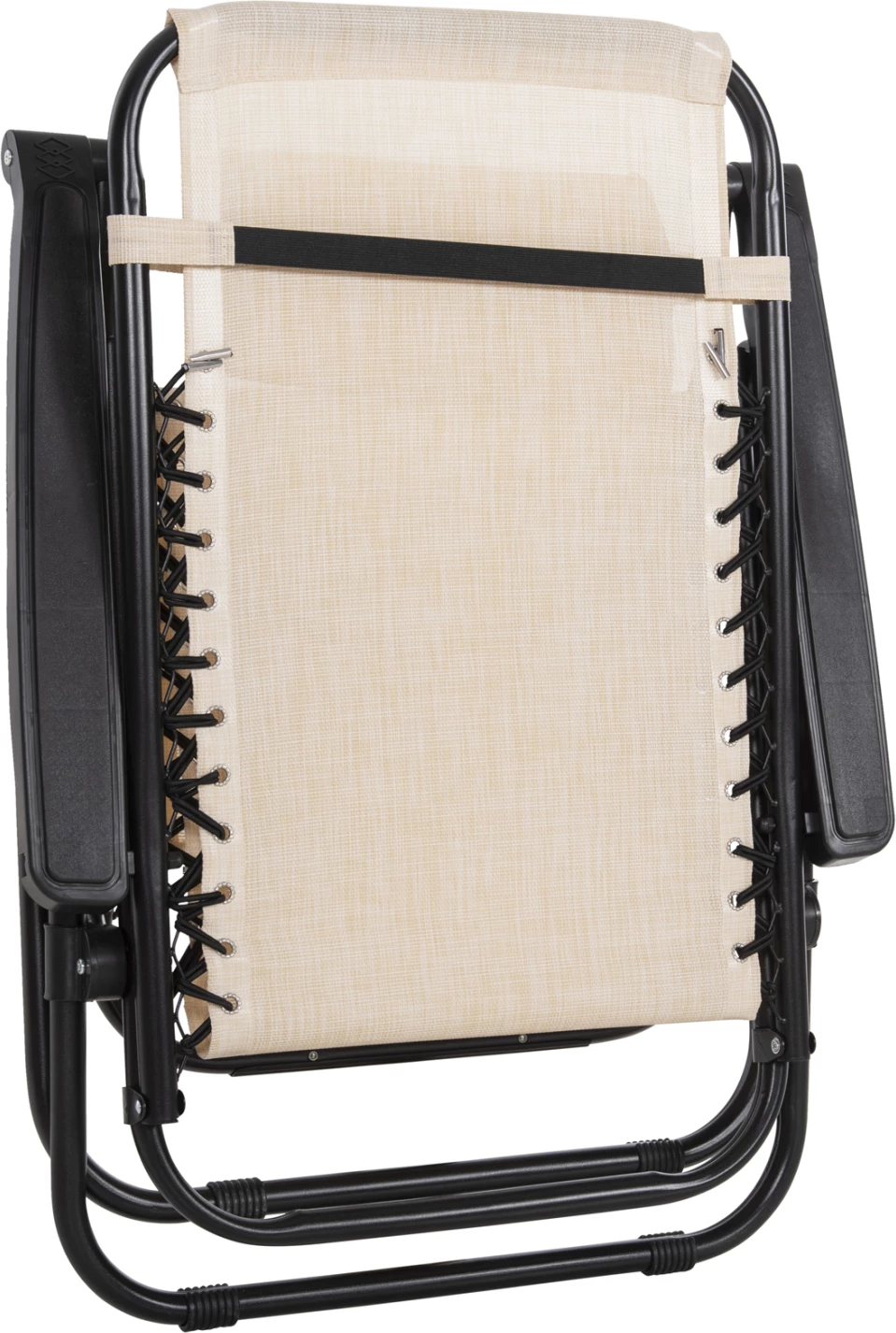 Karrige relaks COMPANION HM5095.12, metal i zi + textilene bezhë, 67x145x110H cm