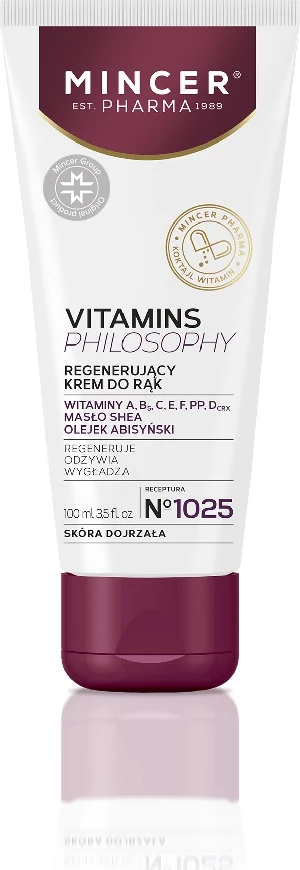 Krem për duar Mincer Pharma Vitamins Philosophy Regenerating No.1025, 100ml