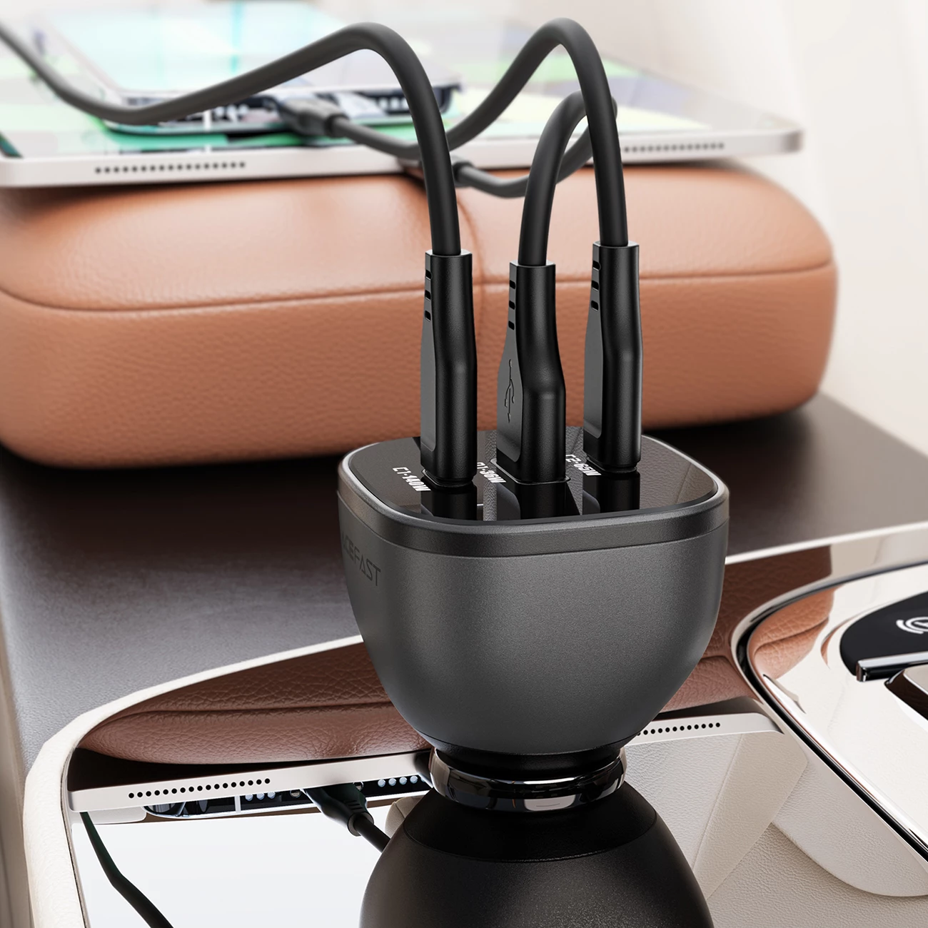 Karikues veture Acefast B14, 165W, 2x USB-C, 1x USB-A, i zi