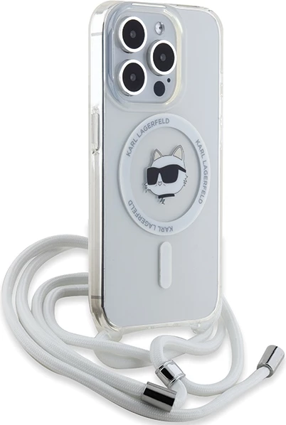 Mbështjellës Karl Lagerfeld IML Choupette Head & Cord MagSafe për iPhone 15 Pro Max, Transparent