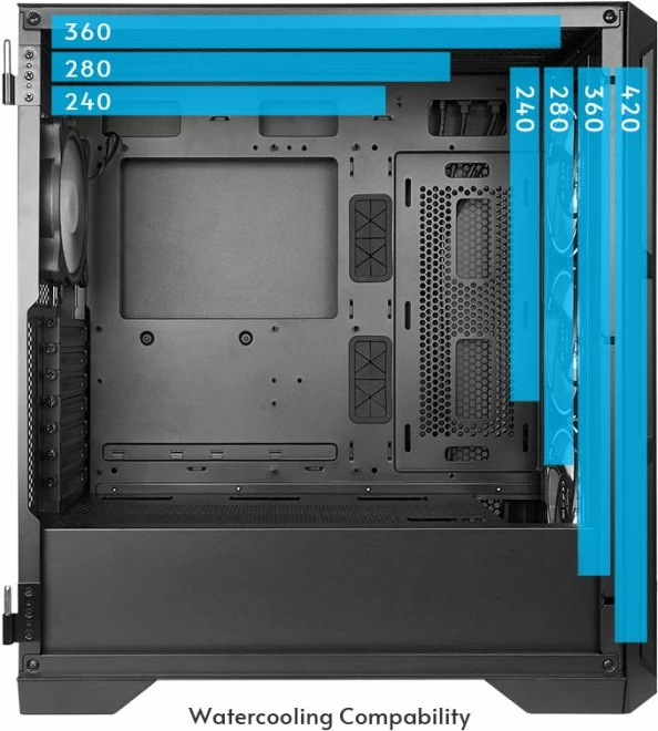 Kasë CHIEFTEC APEX LUMO GA-01B-L-OP, E-ATX/ATX/mATX/mini-ITX, USB3.2 Gen2 Type-C, x4 140mm ARGB PWM fan, tempered glass, e zezë