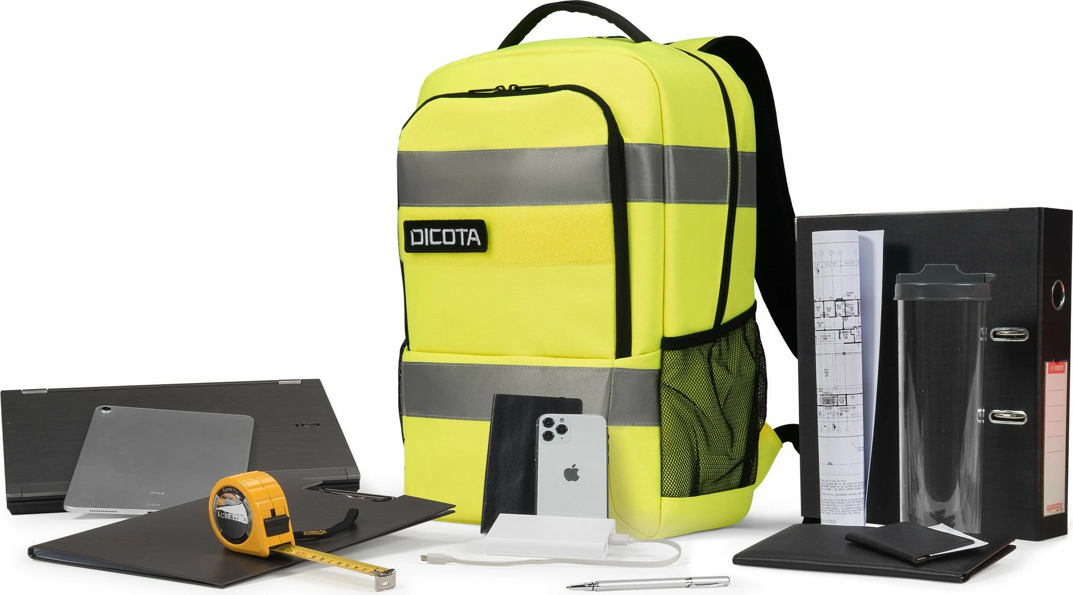 Rucksack DICOTA P20471-17, 24L, ndarje për laptop, rPET, zi/gri/verdhë
