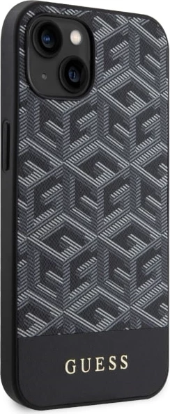 Mbështjellës Guess GUHMP14SHGCFSEK për iPhone 14 6.1", G Cube Stripes MagSafe, i zi