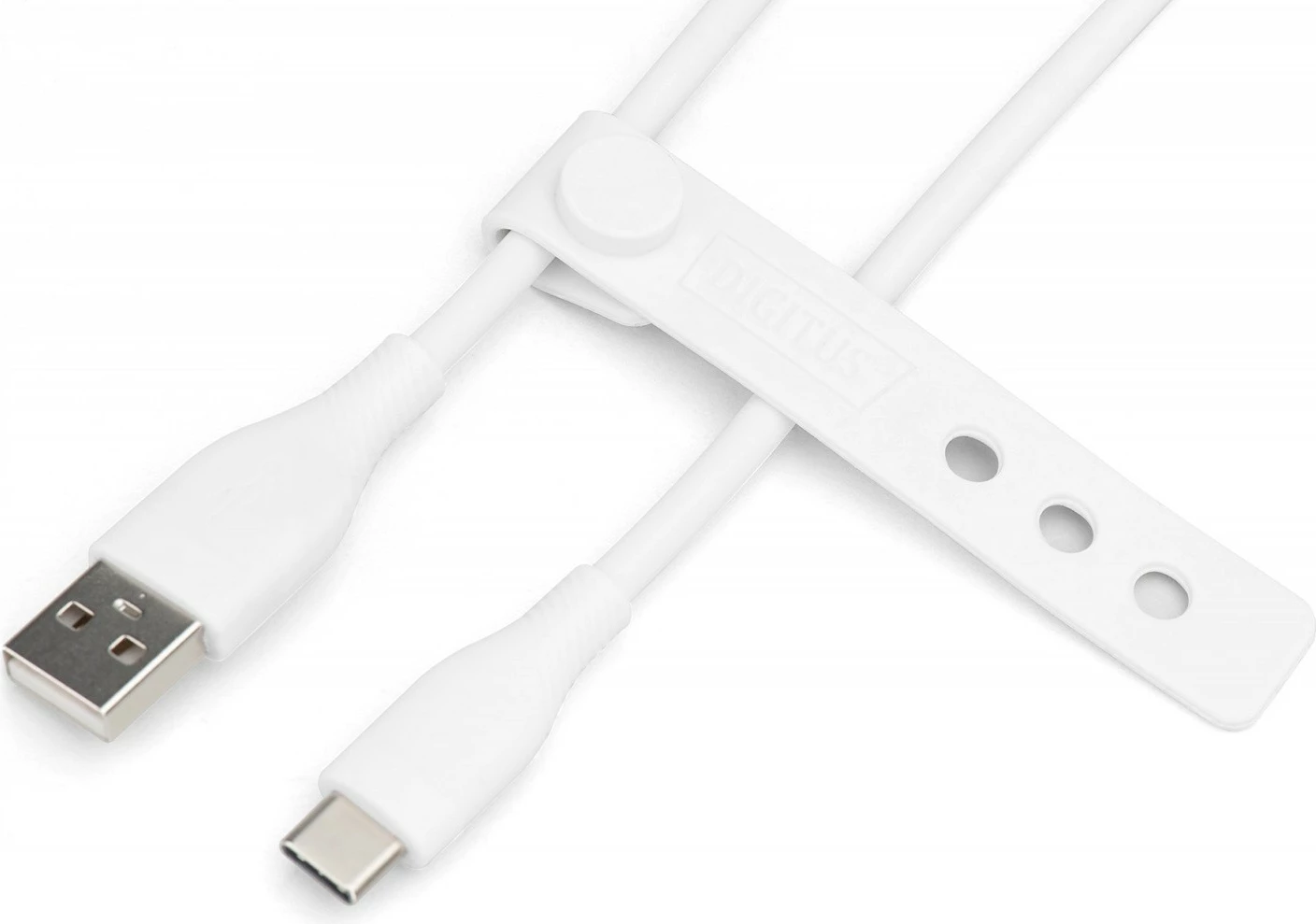 Kabllo silikoni Digitus AK-300340-010-W, USB-A në USB-C, 1m, Bardhë