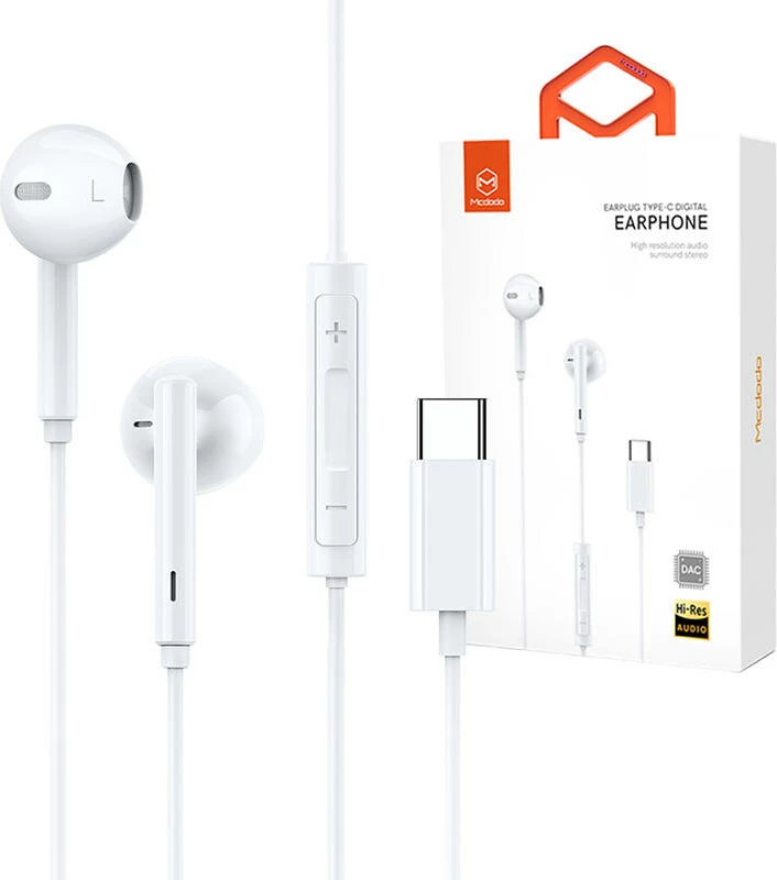 Kufje me kabllo Mcdodo HP-7500, USB-C, të bardha