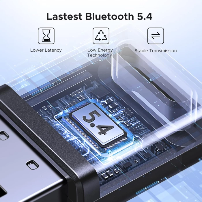 Adapter Bluetooth USB, UGREEN 45134, Bluetooth 5.4, deri 5 pajisje, i zi
