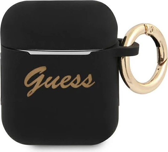 Mbështjellës Guess GUA2SSSK për AirPods 1/2, silikon, i zi