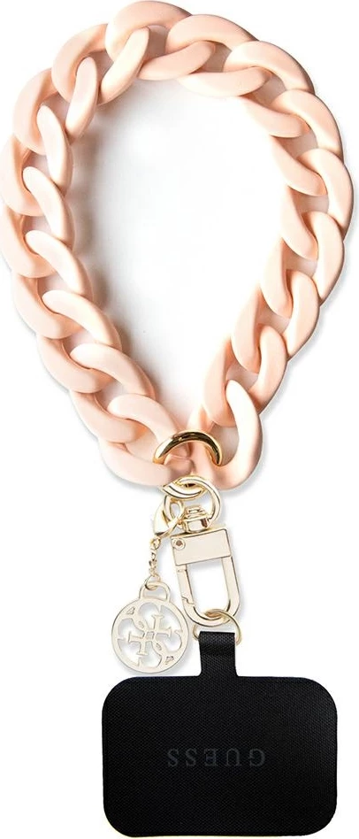 Rrip dore për celular Guess Big Hand Strap Acrylic 4G Charm, rozë