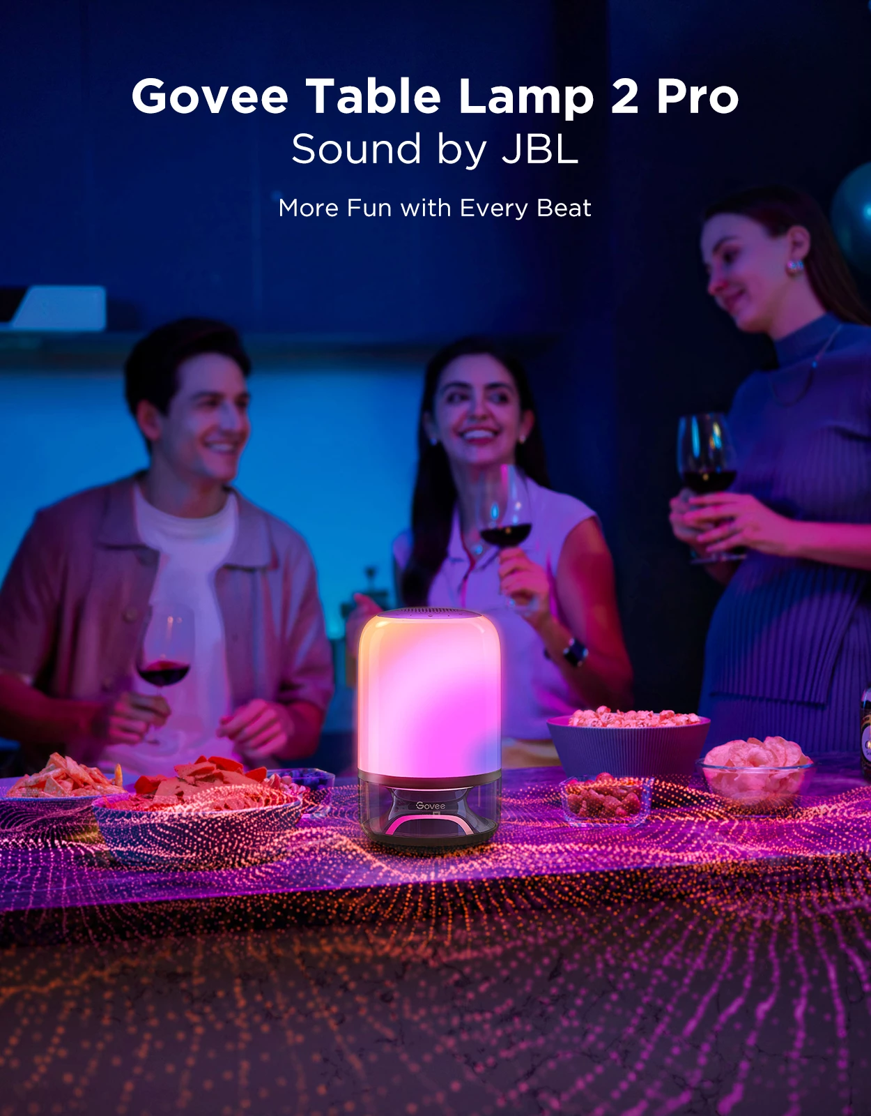 Lampë tavoline Govee Table Lamp 2 Pro x Sound by JBL, RGB, me bateri 5200 mAh