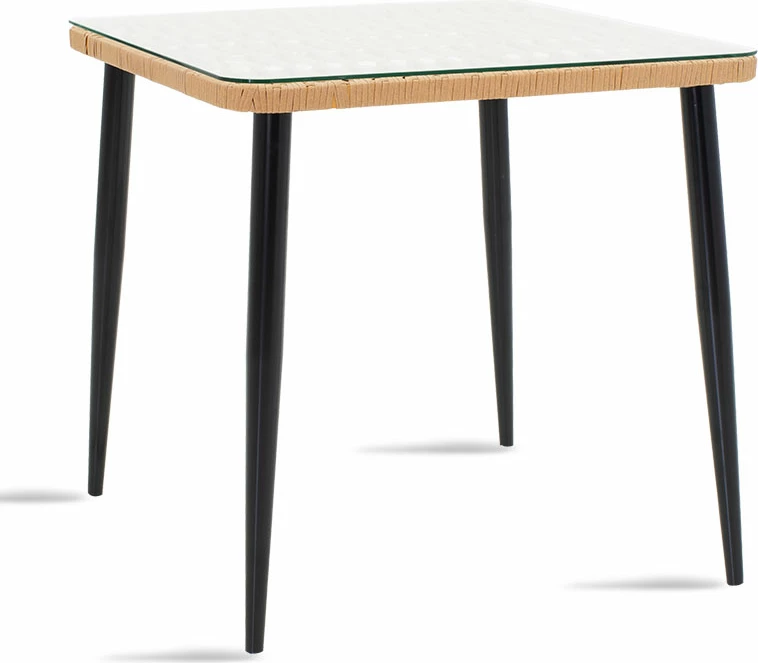 Tavolinë me karrige Naoki 5 pjesë metalike, e zezë-pe natyrale