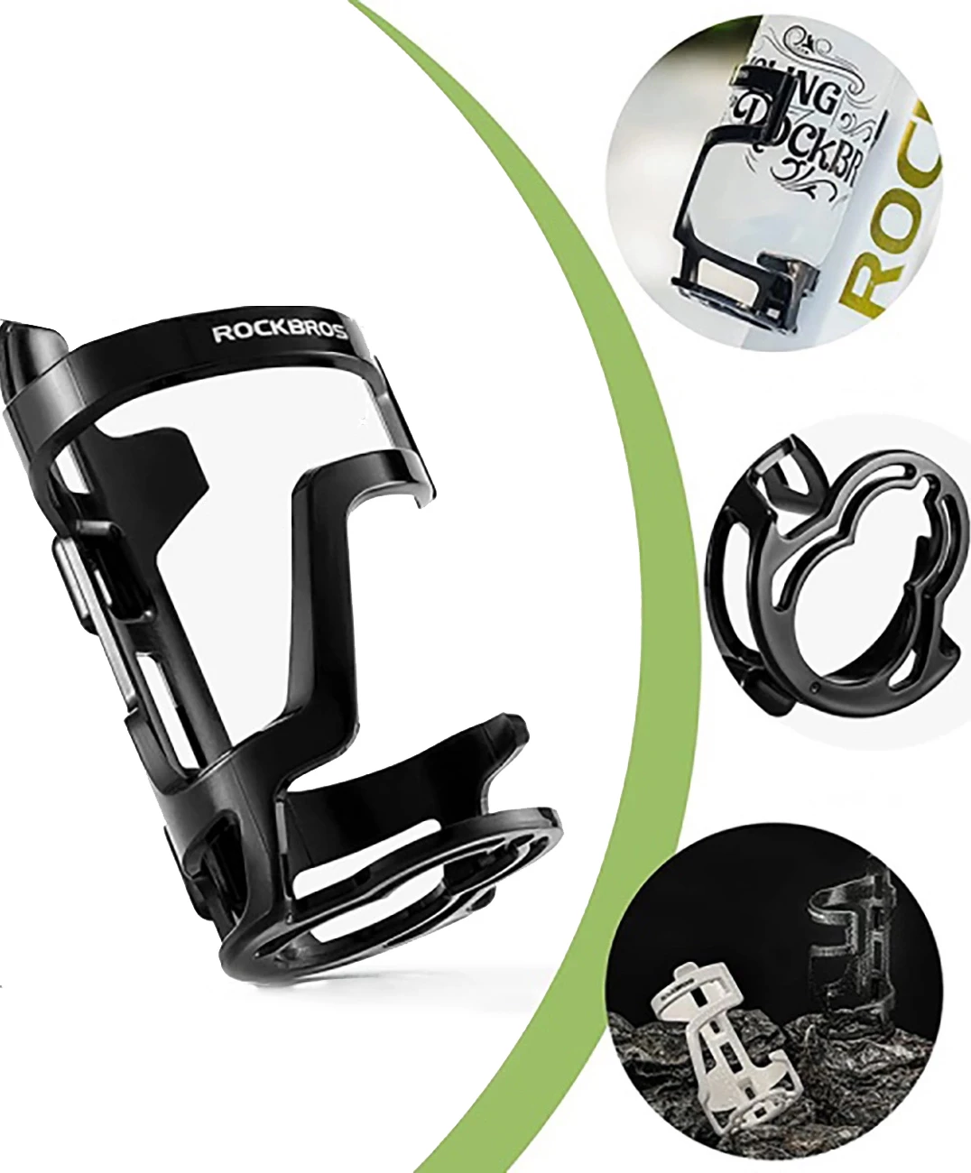 Mbajtëse shishe për biçikletë Rockbros 31210012001, polikarbonat, e zezë