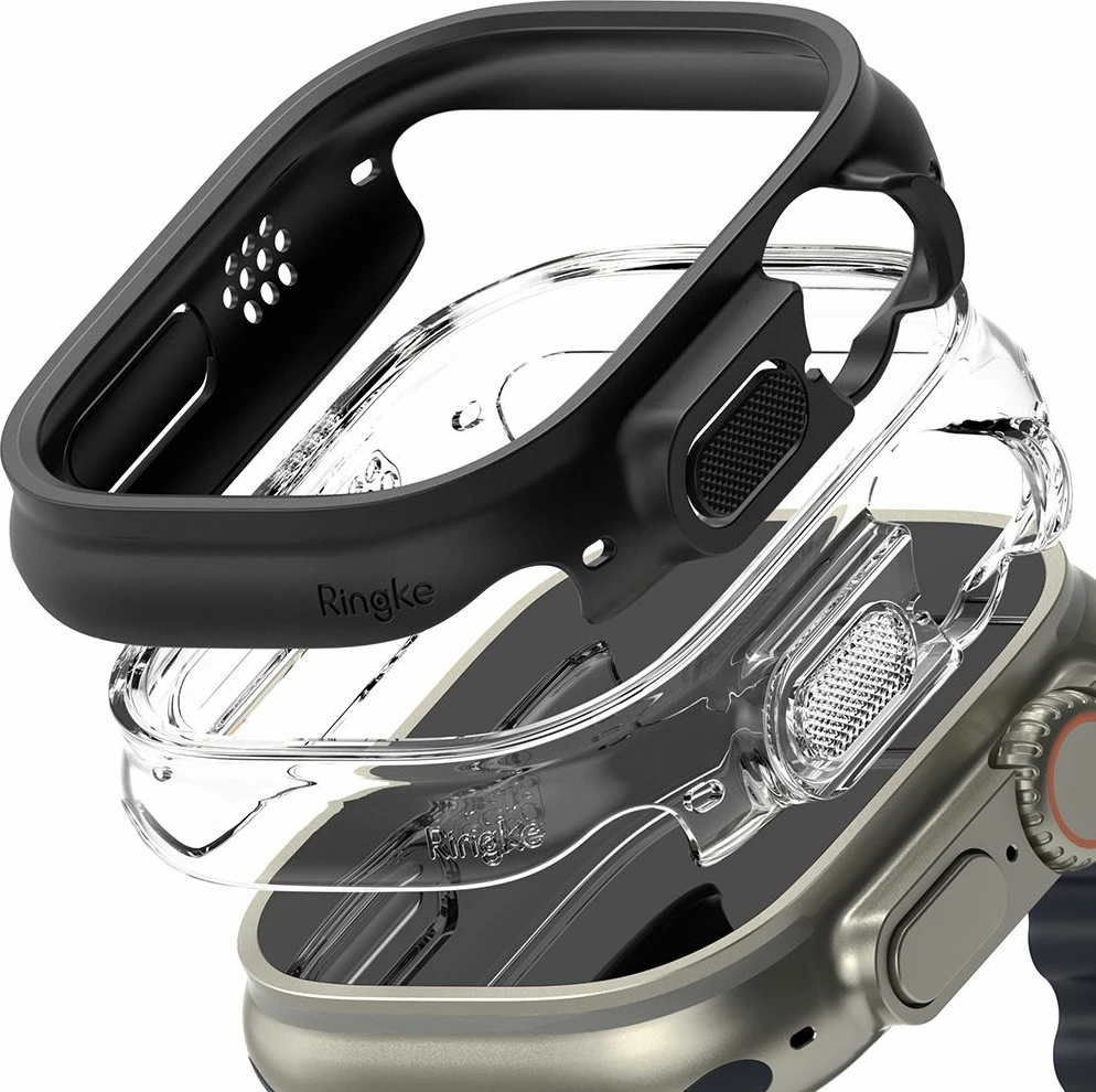 Mbështjellës Ringke Slim për Apple Watch Ultra 1/2 (49mm), 2 copë, Transparent dhe Mat Zi