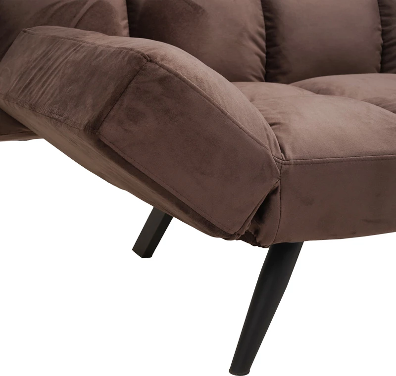 Divan-krevat Freddo I, kadife ngjyrë kafe, 181x81x86cm, 3 vende