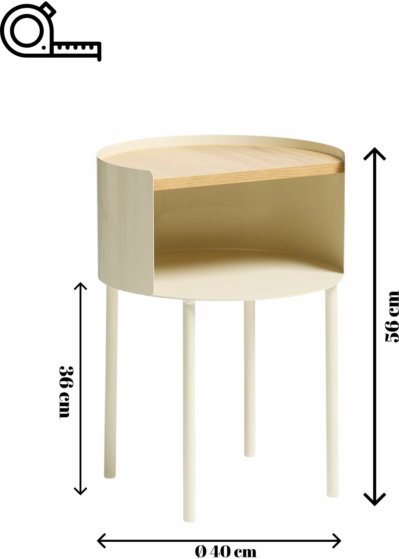 Tavolinë anësore Skye Decor, Espen, ngjyrë krem