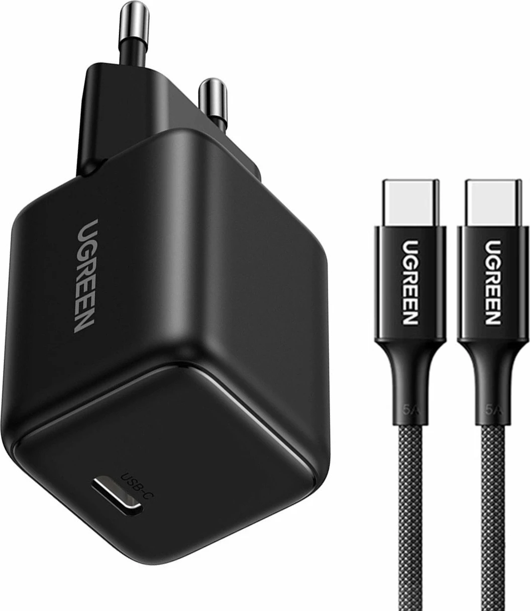 Karikues rrjeti Ugreen X513 30W GaN, 1x USB-C 3A, me kabllo USB-C 1 m, e zezë