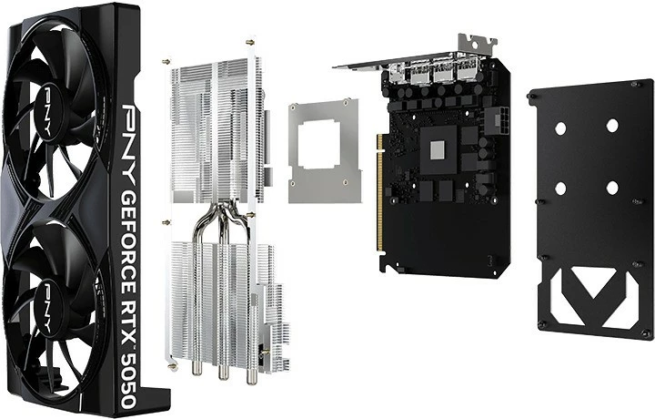 Kartelë grafike PNY GeForce RTX 5050 VCG50508DFXPB1 8GB GDDR6 PCIe 5.0 x8 3 ftohës 3xDisplayPort + HDMI