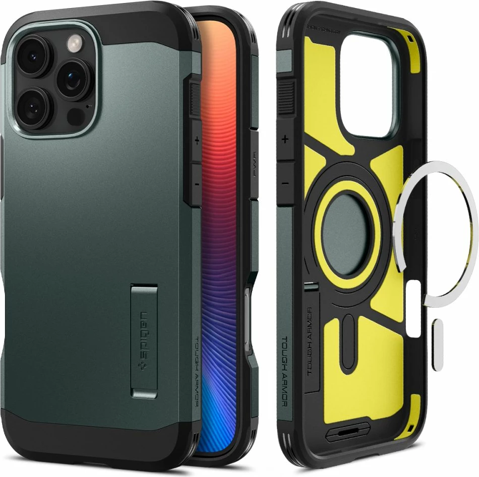 Mbështjellës Spigen Tough Armor Mag për iPhone 16 Pro, MagSafe, e gjelbër